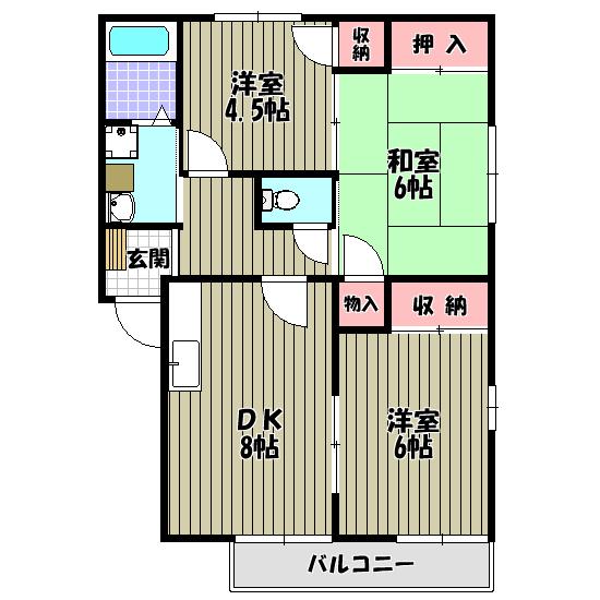 ヴィーブル七々色(3DK/2階)の間取り写真