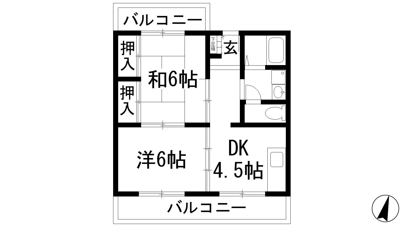 ヴィラひばりが丘(2DK/3階)の間取り写真