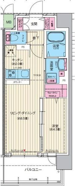 サザンネスト住ノ江駅前(1LDK/5階)の間取り写真