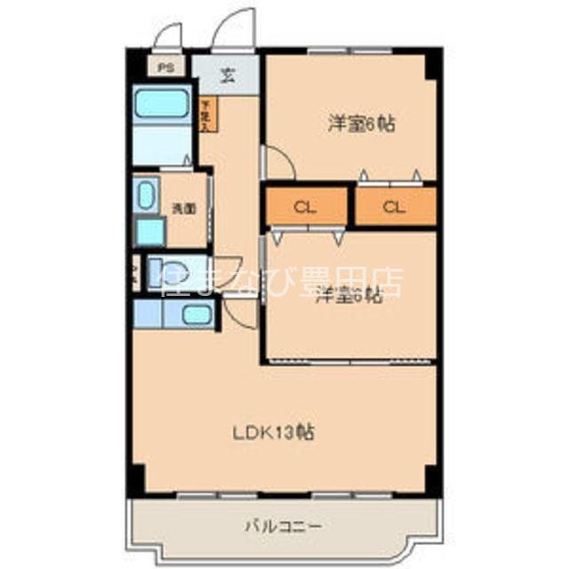 メルヴェーユ(2LDK/3階)の間取り写真
