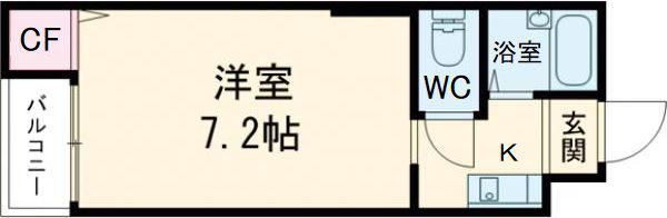 ミドゥスジ堺I(1K/2階)の間取り写真