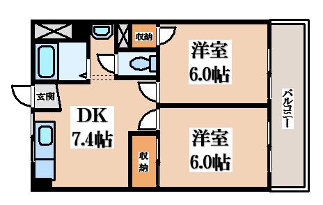レジデンス東門真(2DK/5階)の間取り写真