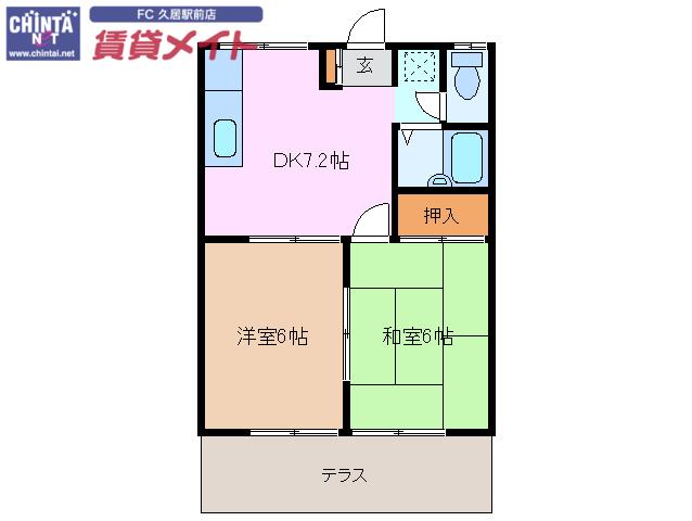 エステートピアいば(2DK/2階)の間取り写真