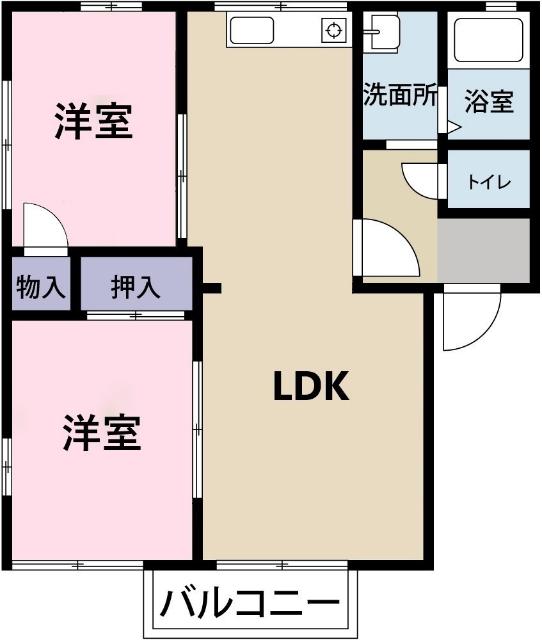 サニーハイツスズキ A(2LDK/1階)の間取り写真