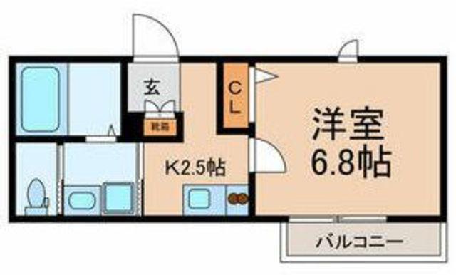 高見シャーメゾン(1K/2階)の間取り写真