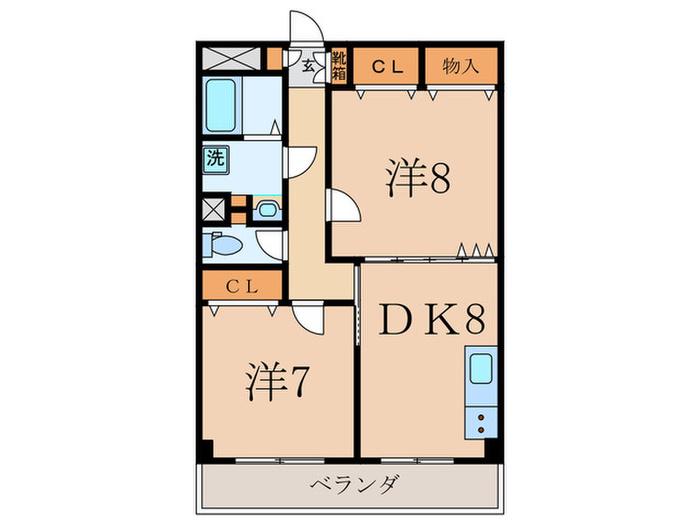 バレル中村(2DK/1階)の間取り写真
