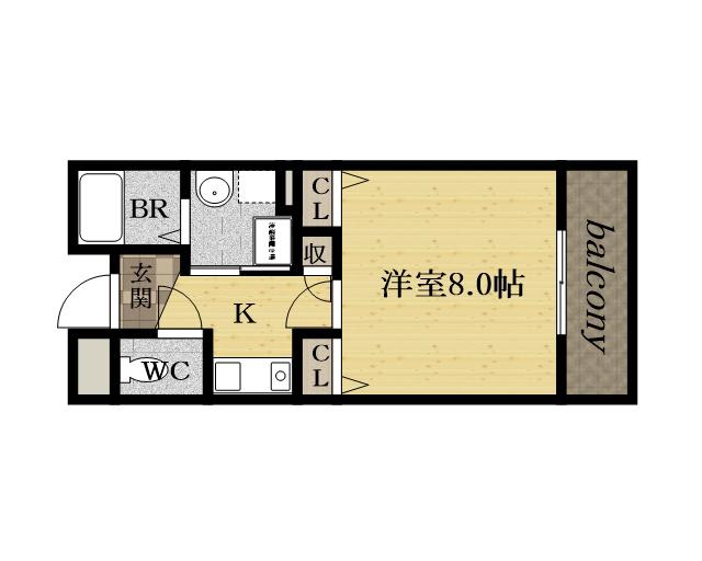 セゾンベ-ル三田(1K/1階)の間取り写真