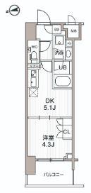 シーズンフラッツ大森エアリー(1DK/12階)の間取り写真