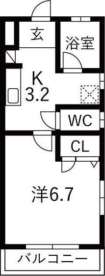 大宮サンハイム(1K/1階)の間取り写真