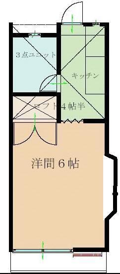 南ホワイトハウス(1K/2階)の間取り写真