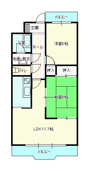 アモ末広(2LDK/7階)の間取り写真