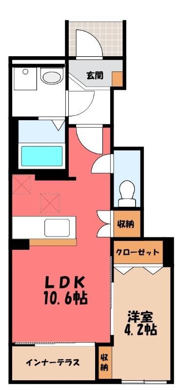 羽生市南4丁目スターテラス II(1LDK/1階)の間取り写真