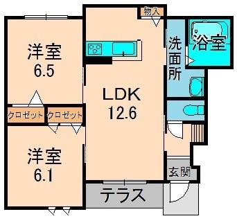 プランドール イズミ(2LDK/1階)の間取り写真