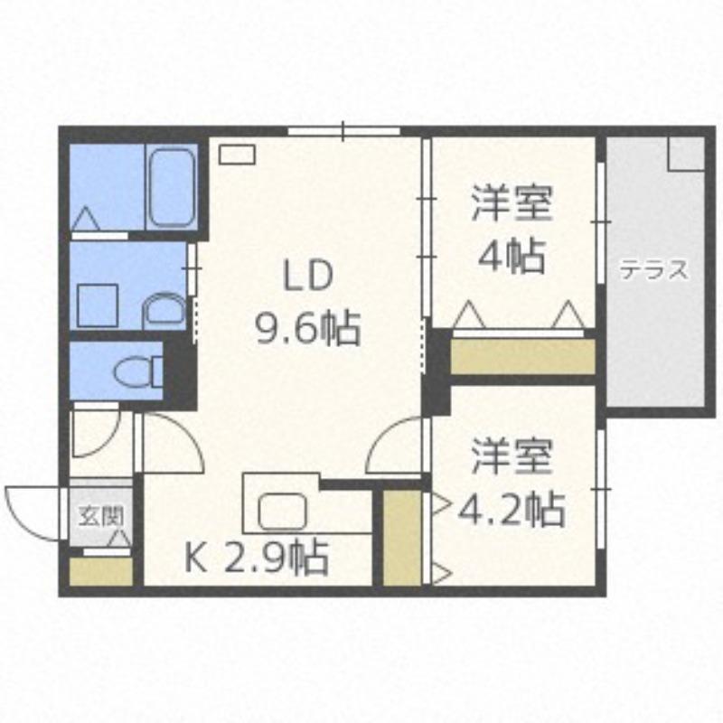 ブランシャール平岸 N1(2LDK/1階)の間取り写真