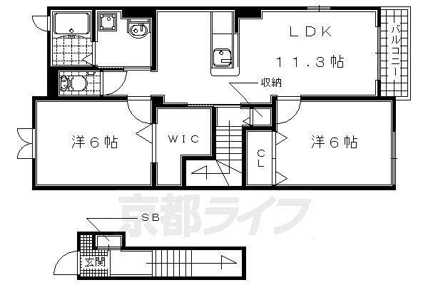 コンフォール州見台7番館(2LDK/2階)の間取り写真