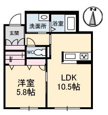 プレジデンス今(1LDK/2階)の間取り写真