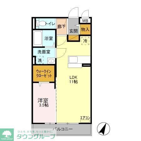 ハルムB(1LDK/3階)の間取り写真