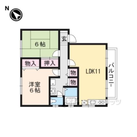 ルシオール2(2LDK/2階)の間取り写真