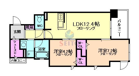 GRANDEUR(2LDK/4階)の間取り写真