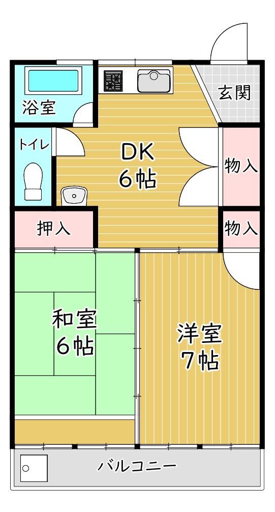 マンションハヤシビル(2DK/4階)の間取り写真