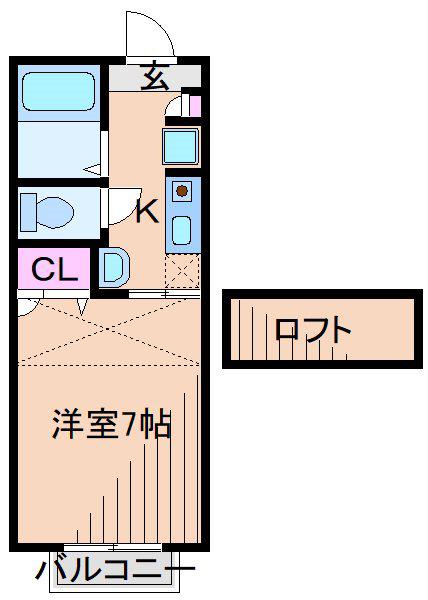 セゾンヴェール菊名(1K/2階)の間取り写真
