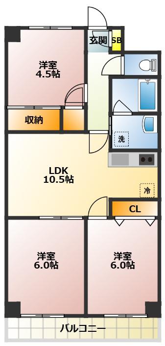 セブンヒルズ土山(3LDK/2階)の間取り写真