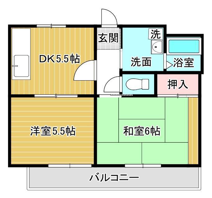 ルネスすみれ(2DK/1階)の間取り写真