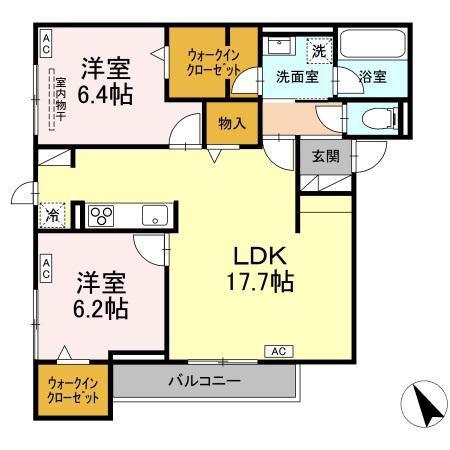 D-ROOM南大通1丁目PJ(2LDK/2階)の間取り写真