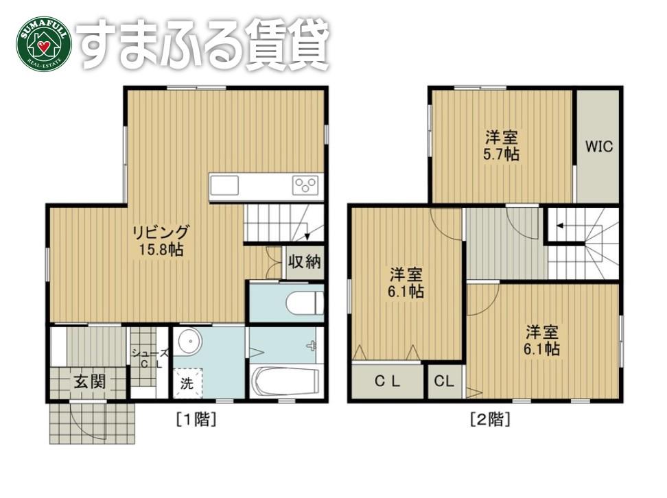 CASITA芳川 D棟(3LDK/2階)の間取り写真