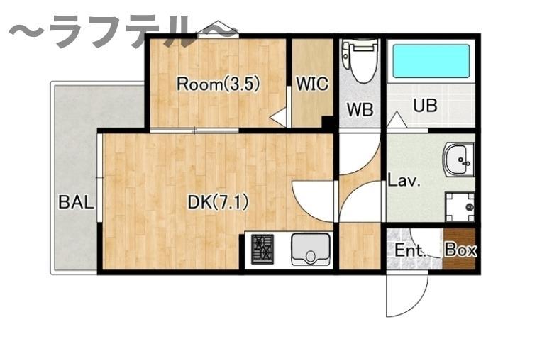 ジーメゾン新狭山カーム(1DK/3階)の間取り写真