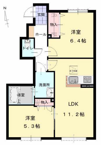 アルル ガーデン(2LDK/1階)の間取り写真