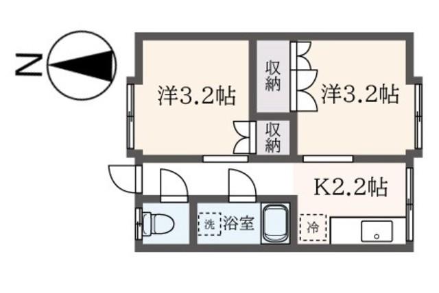 コーポ千代(2K/2階)の間取り写真