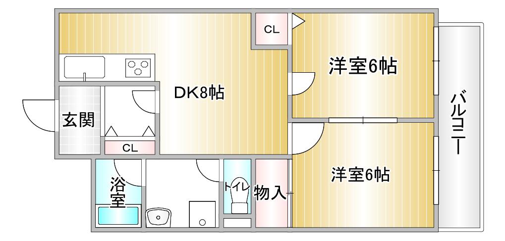 ラフォーレ高井田(2DK/5階)の間取り写真
