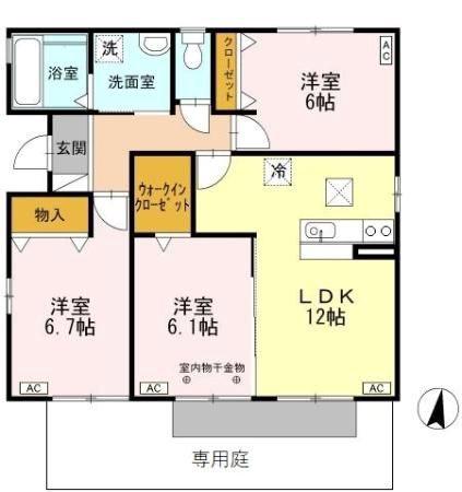 リベルタB(3LDK/1階)の間取り写真