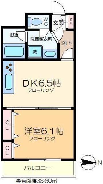 リヴァ門前仲町(1DK/2階)の間取り写真