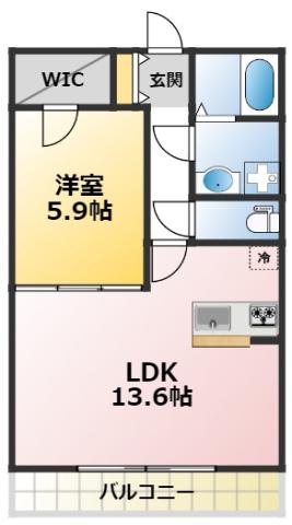 CALME SEJOUR(1LDK/2階)の間取り写真