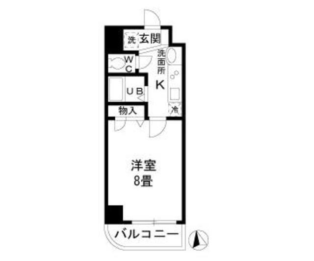 プラチード(1K/4階)の間取り写真