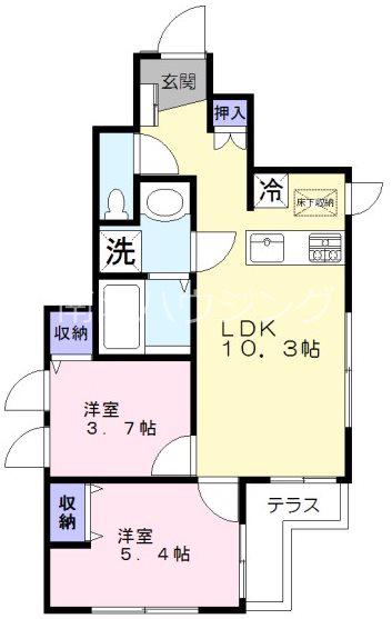 N-ウエスト(2LDK/1階)の間取り写真