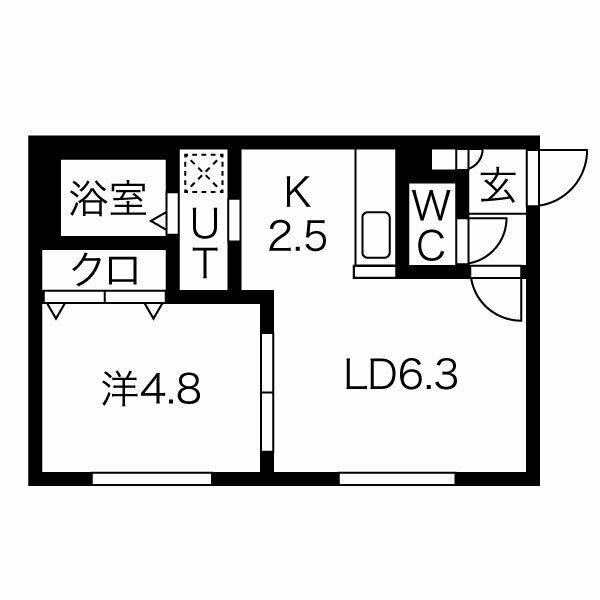 クラリス二十四軒(1LDK/4階)の間取り写真