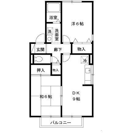 RIHITO八尾 ABC棟 A(2DK/2階)の間取り写真