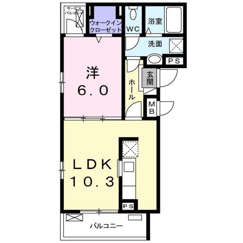 ヴィラ たんぽぽ(1LDK/2階)の間取り写真