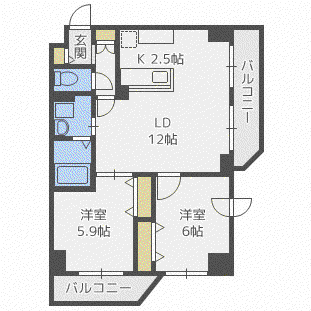 フィオーレ平岸(2LDK/5階)の間取り写真