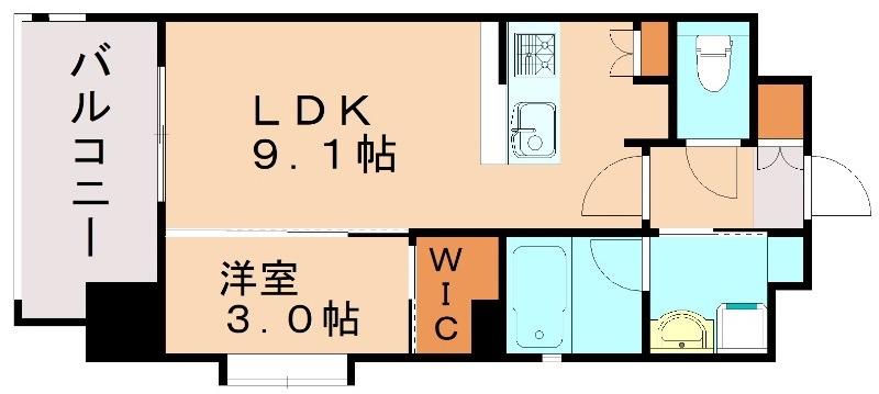 サニークレスト東比恵II(1LDK/2階)の間取り写真