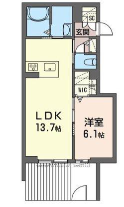 ヒルグラッド(1LDK/2階)の間取り写真