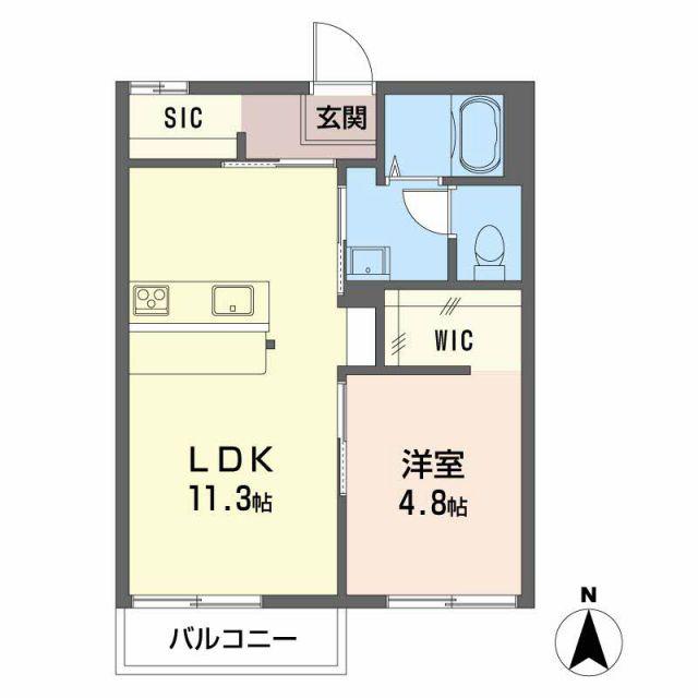 メゾン・ド・ウエスト(1LDK/1階)の間取り写真
