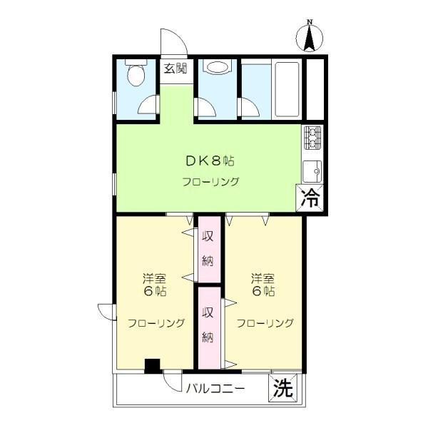 カーサEF(2DK/3階)の間取り写真