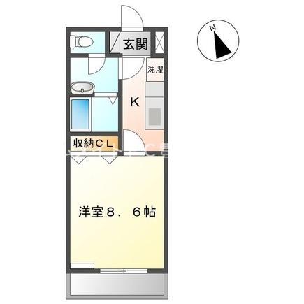 イーストヒルズ田原III(1K/1階)の間取り写真