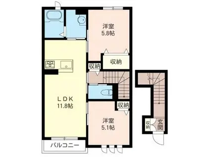 SHAMAISON アルシオネ(2LDK/2階)の間取り写真