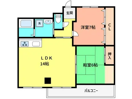 プリメーラリヨンII(2LDK/3階)の間取り写真