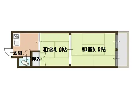 宮本荘(2DK/4階)の間取り写真